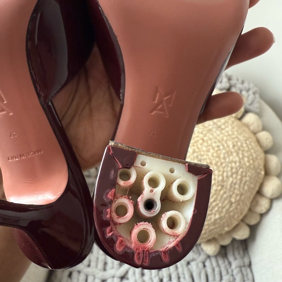 Amina Muaddi Burgundy Heels - Picture 11 of 12